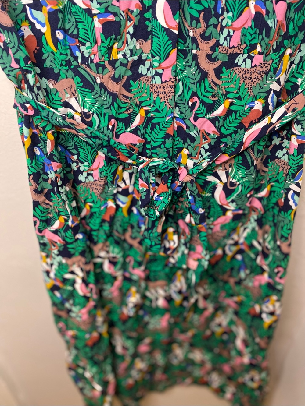 Boden Green Tropical Bird-Print Midi Dress - Picture 4 of 7